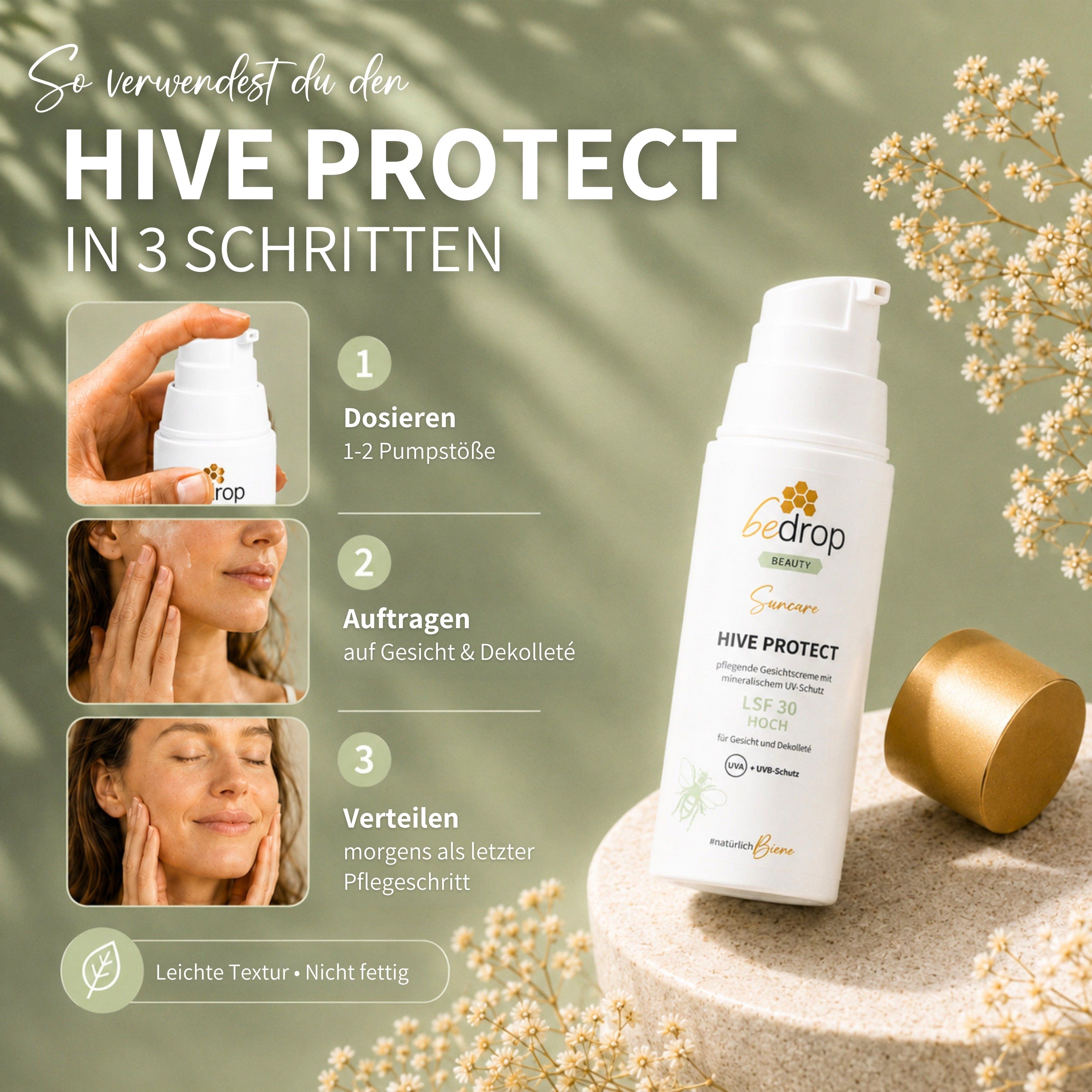 HIVE PROTECT LSF 30 - Sonnencreme für Gesicht mit mineralischem UVA & UVB-Schutz
