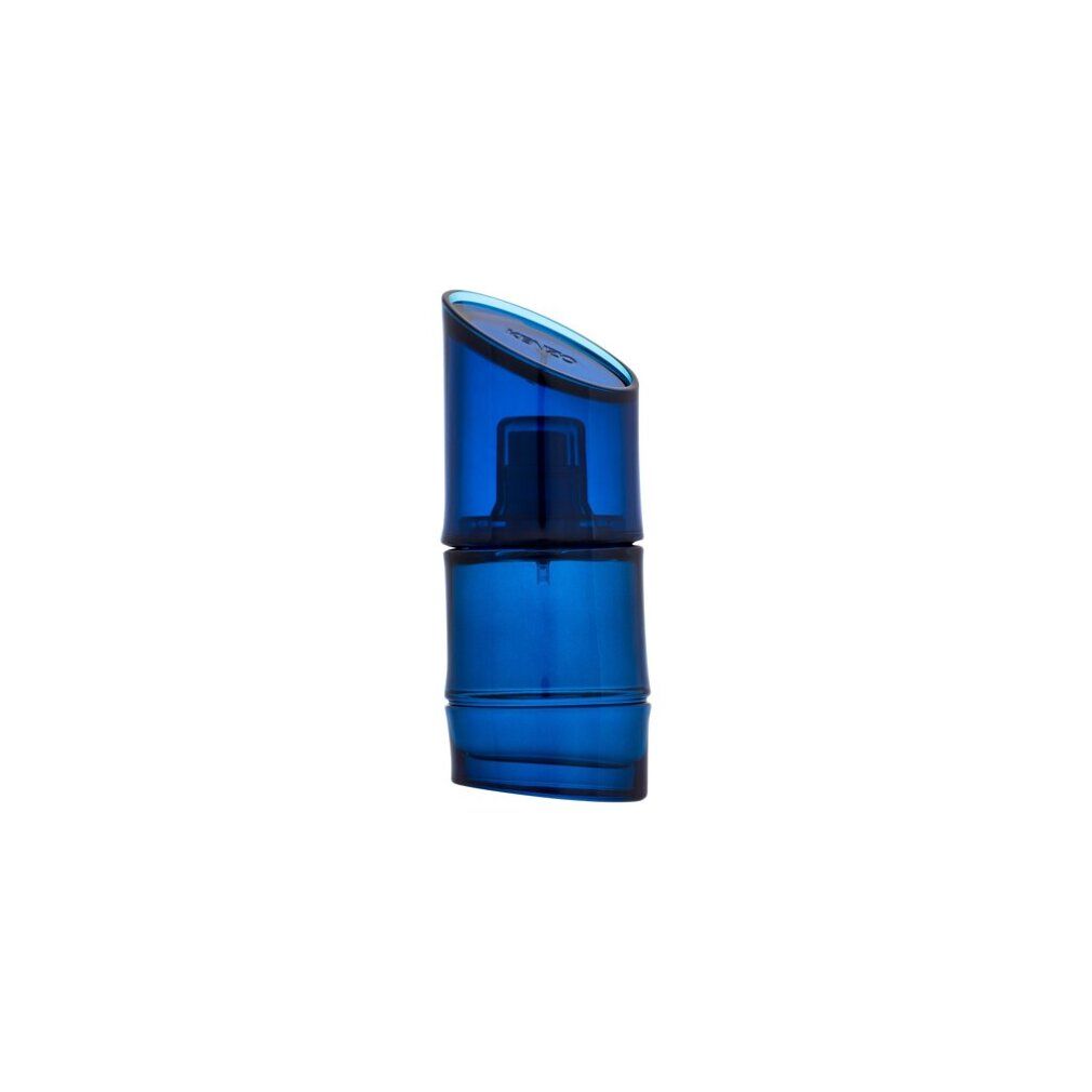 Blauer Flakon von Kenzo Homme Intense Eau de Toilette. Bambusförmig, mit Sprühkopf.