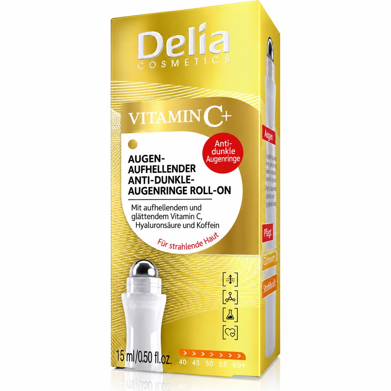 Delia Cosmetics VITAMIN C+ Augen-Aufhellender Anti-dunkle Augenringe Roll-On.