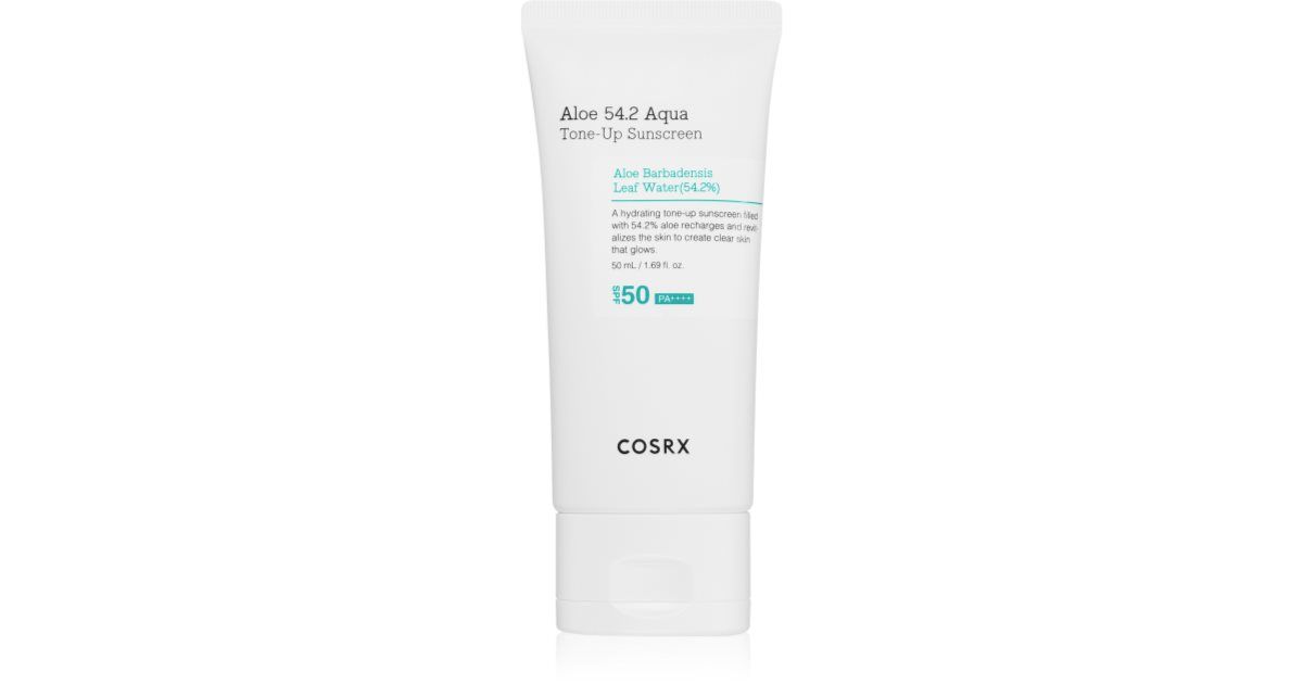 COSRX Aloe 54.2 Aqua Tone-up Sonnencreme Tube, Vorderansicht.