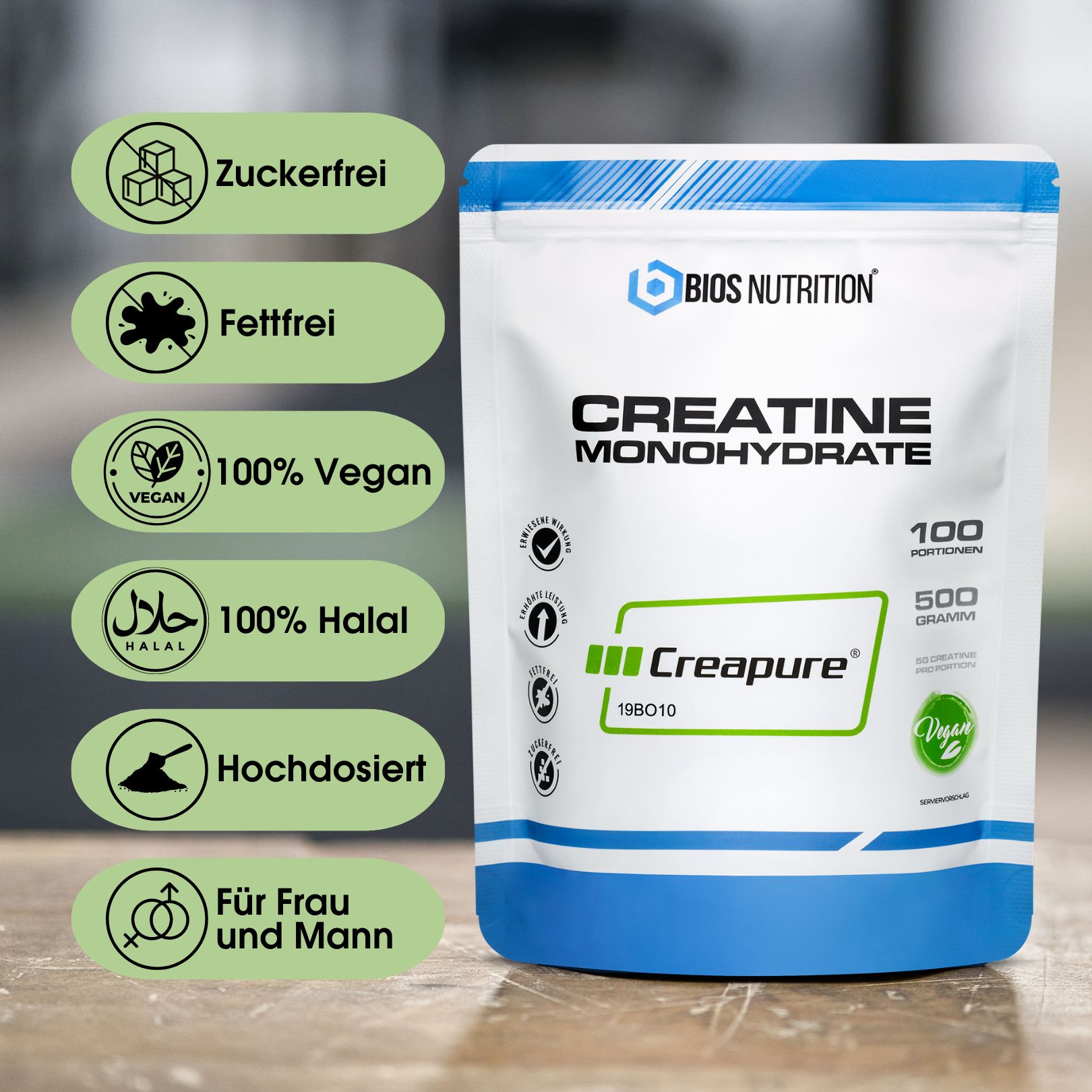 Bios Nutrition Creatin Monohydrat Pulver - 100% reinstes CREAPURE