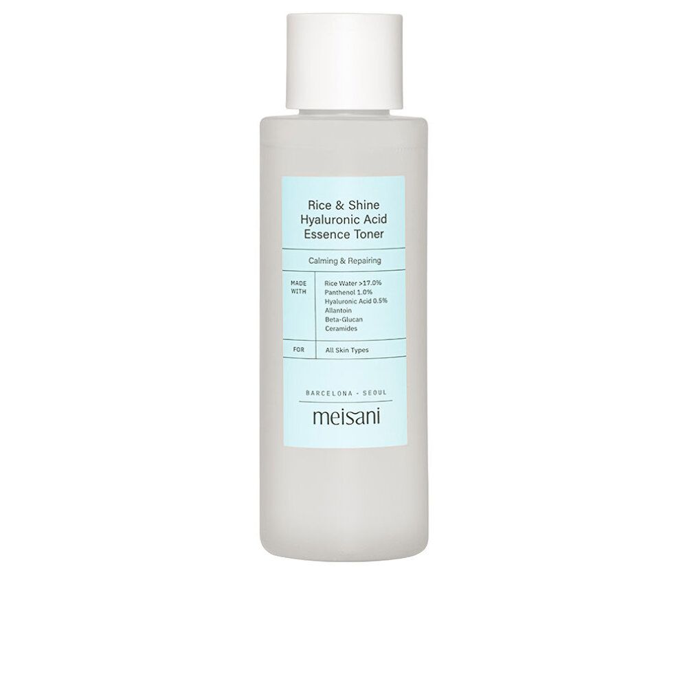 Zylindrische Flasche mit weißem Deckel. Etikett mit Produktnamen und Inhaltsstoffen. Marke: Meisani.