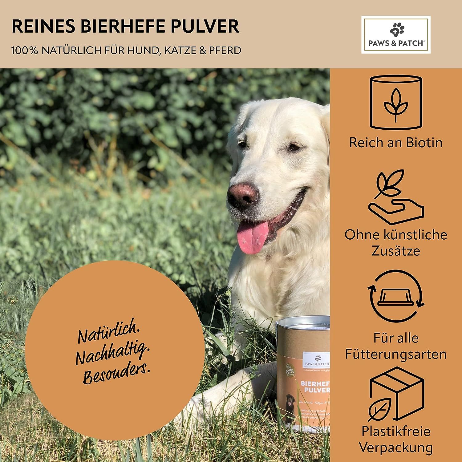 PAWS&PATCH BIERHEFE Pulver für Hunde, Katzen und Pferde