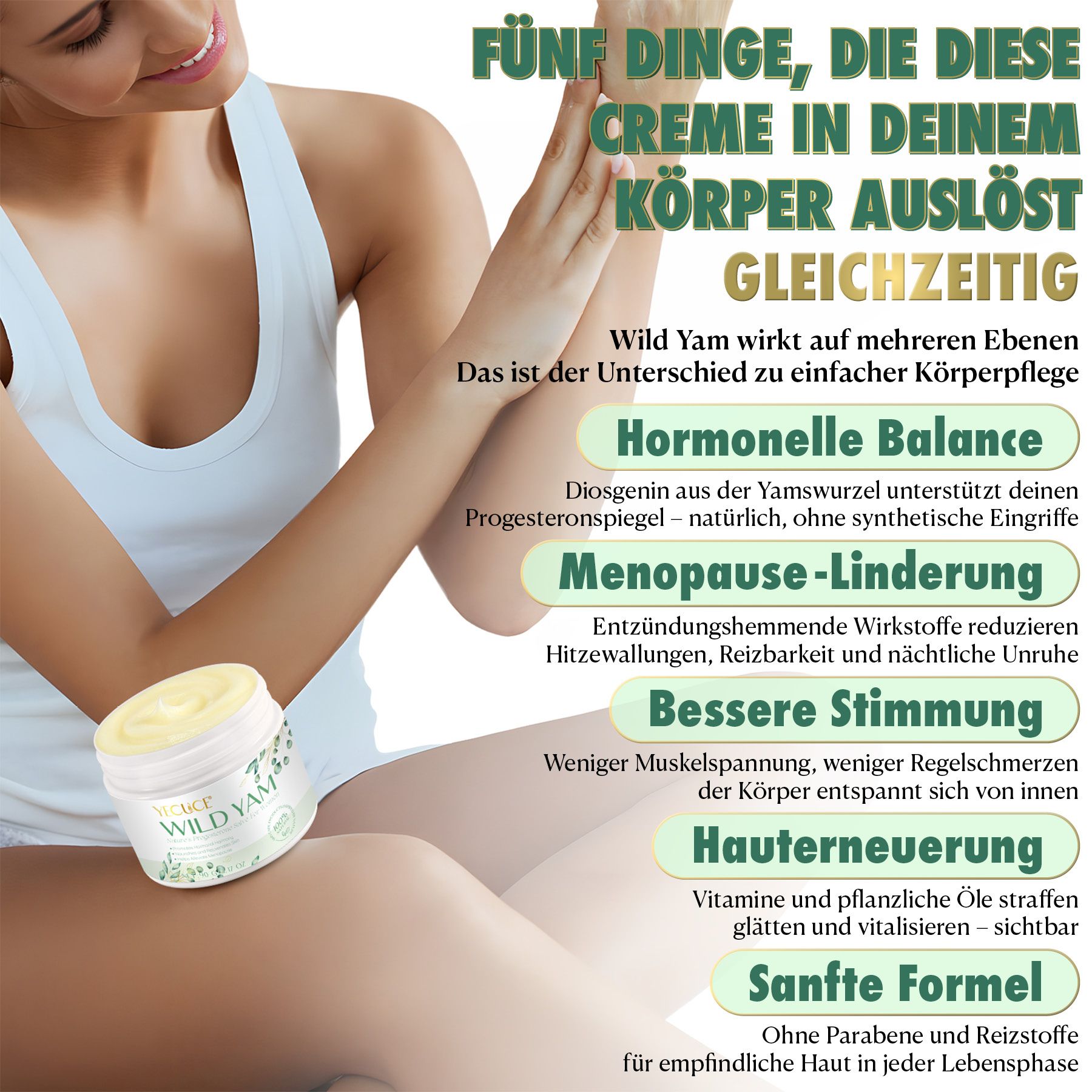 P-Beauty Tagescreme Wild Yam Cream Yamswurzel Damen Hautcreme Hormonhaushalt