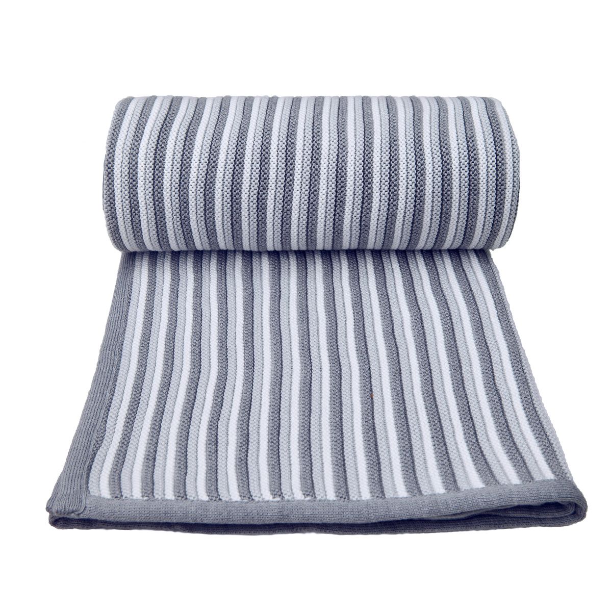 T-TOMI Gestrickte Decke White + Grey