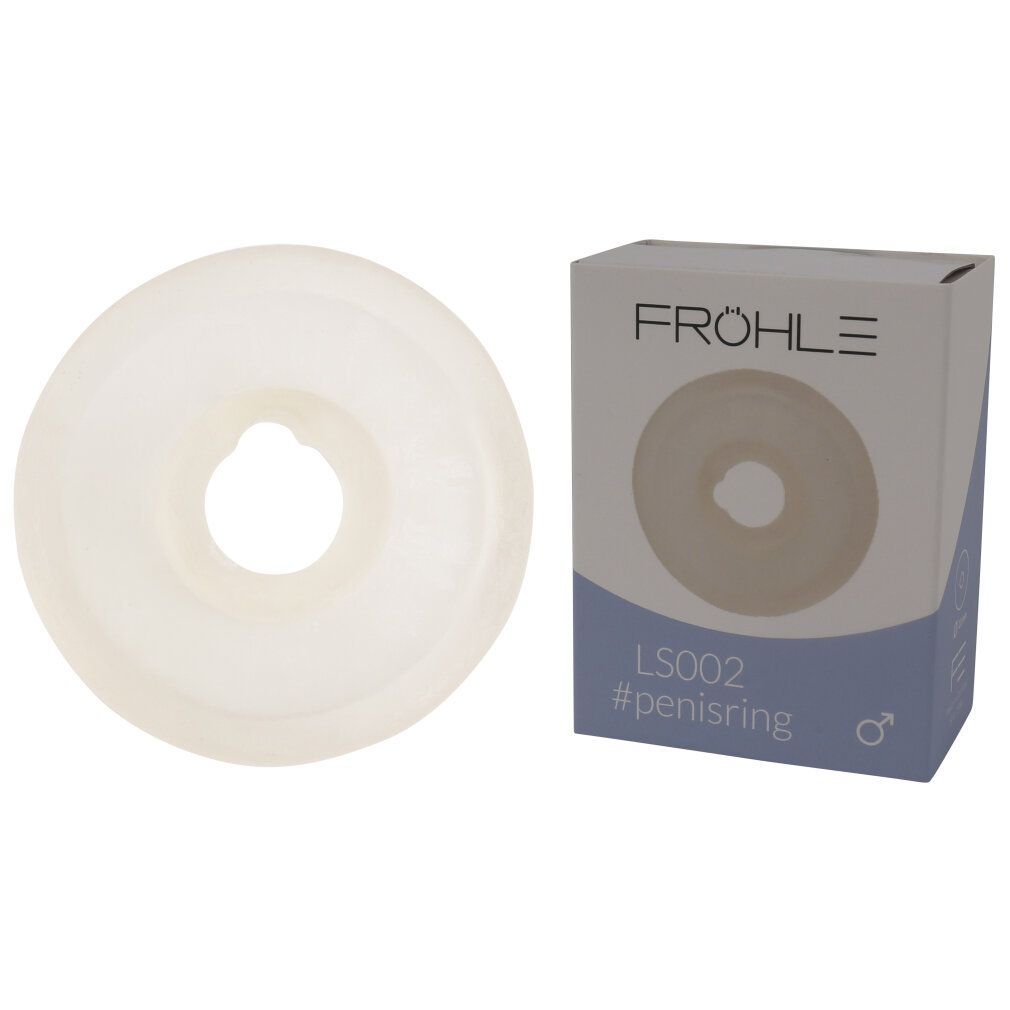 Fröhle LS002 Penisring 21 mm neben Verpackung.