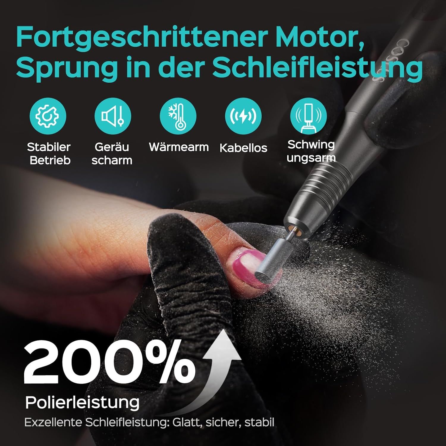 COSLUS Kabellos Tragbar Elektrischer Nagelfräser
