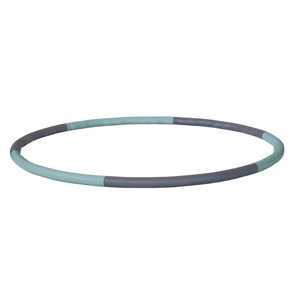 Hula Hoop Power Ring, grau-hellblau. Fitness-Reifen, flach liegend. Kreisförmig, aus Kunststoff.