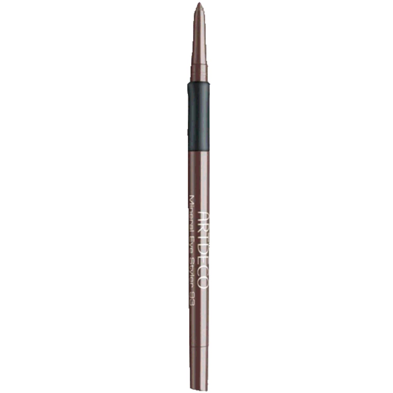 Artdeco Mineral Eye Styler. Brauner Stift mit schwarzem Mittelteil. Produktname und Marke auf dem Stift.