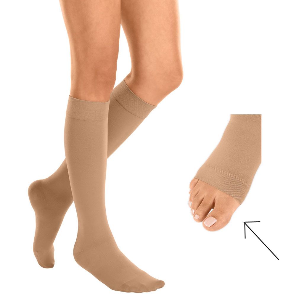 mediven® cotton CCL1 AD Kompressionsstrümpfe kurz (34-38 cm) o. Fußspitze Trikotabschlussrand