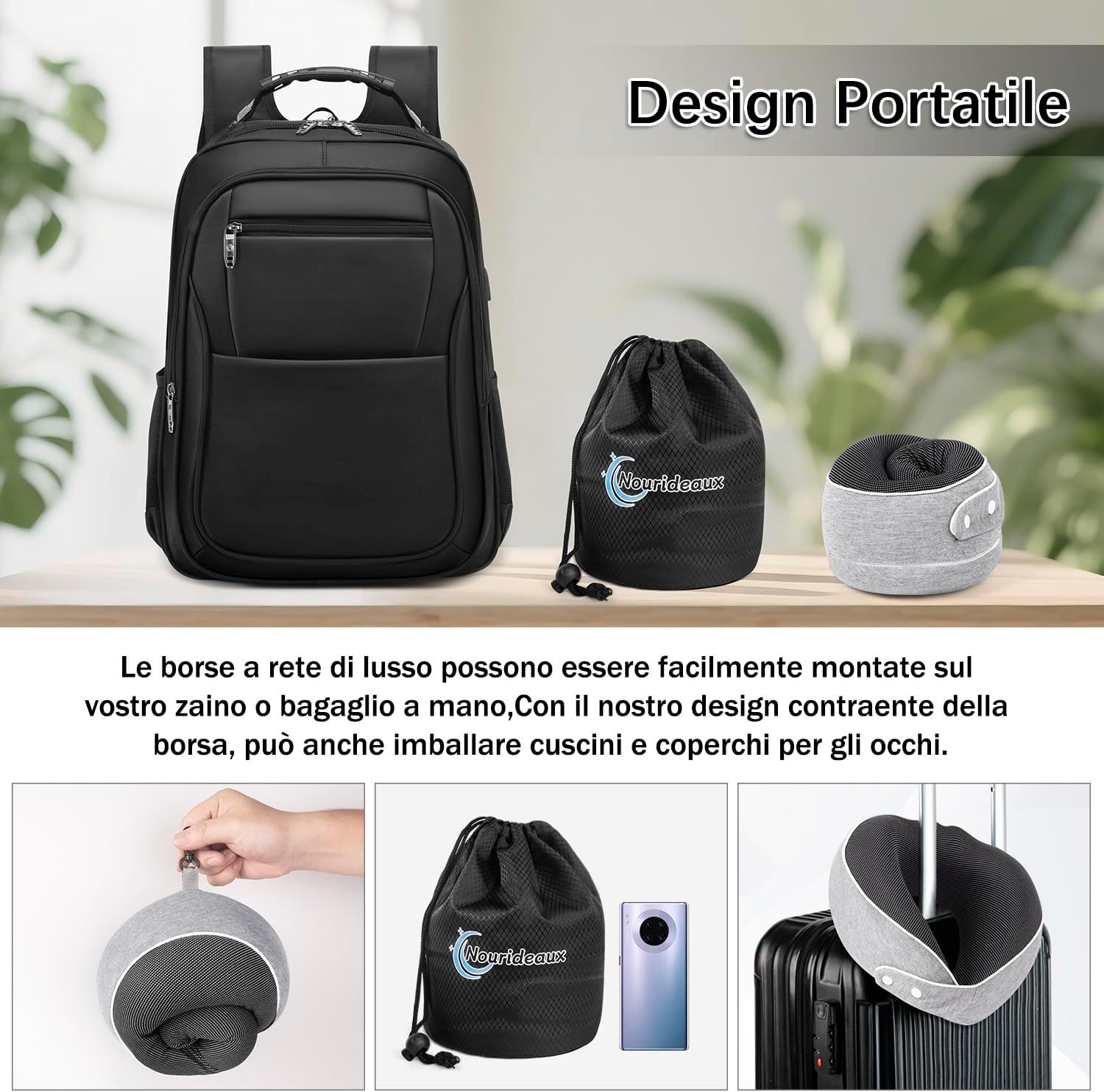 Nourideaux Nackenkissen Grau Flugzeug Reise