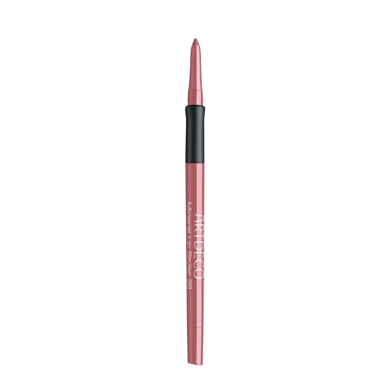 Lippenstift-Stift. Rosa-farbener Stift mit schwarzem Mittelteil. Aufschrift: Artdeco, Mineral Lip Styler.