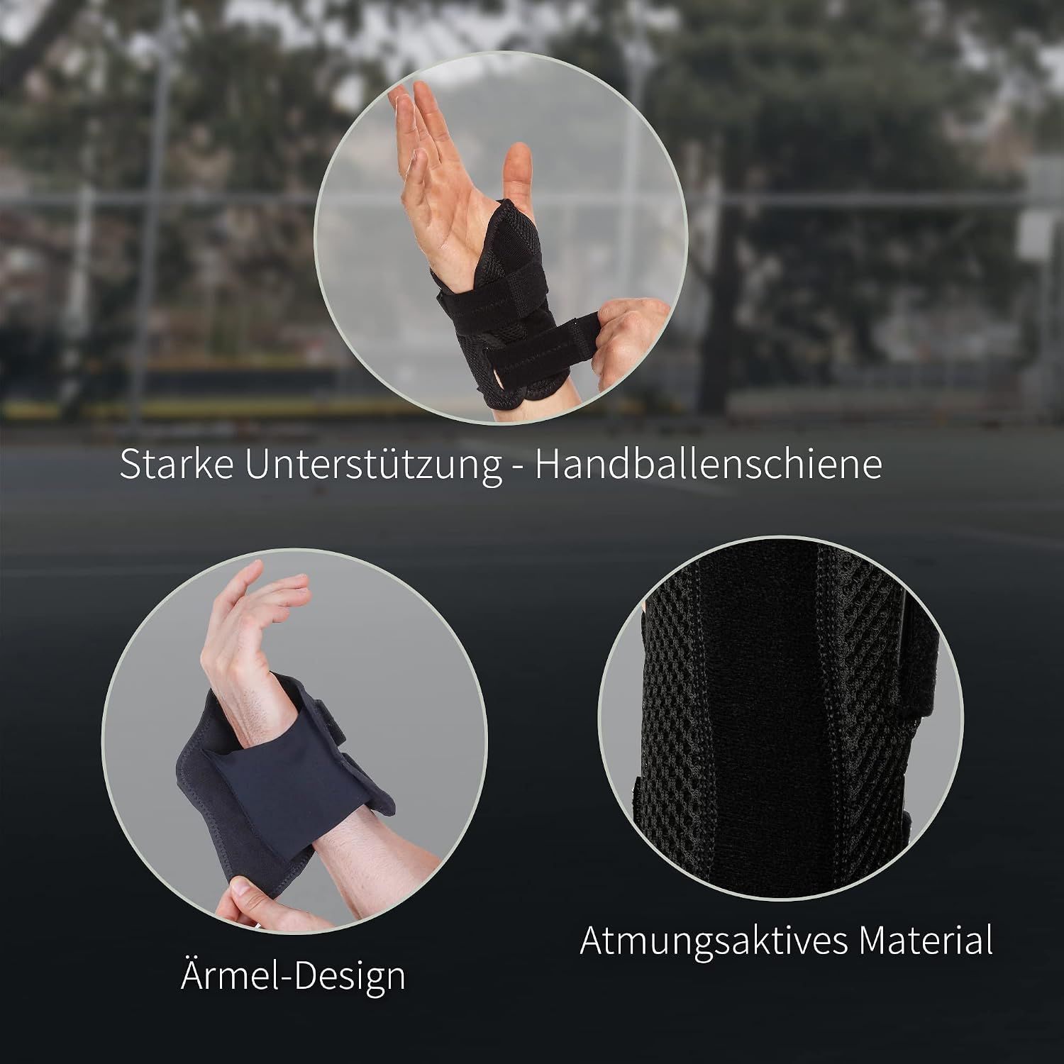 Detailansicht einer Handgelenkbandage mit atmungsaktivem Material.