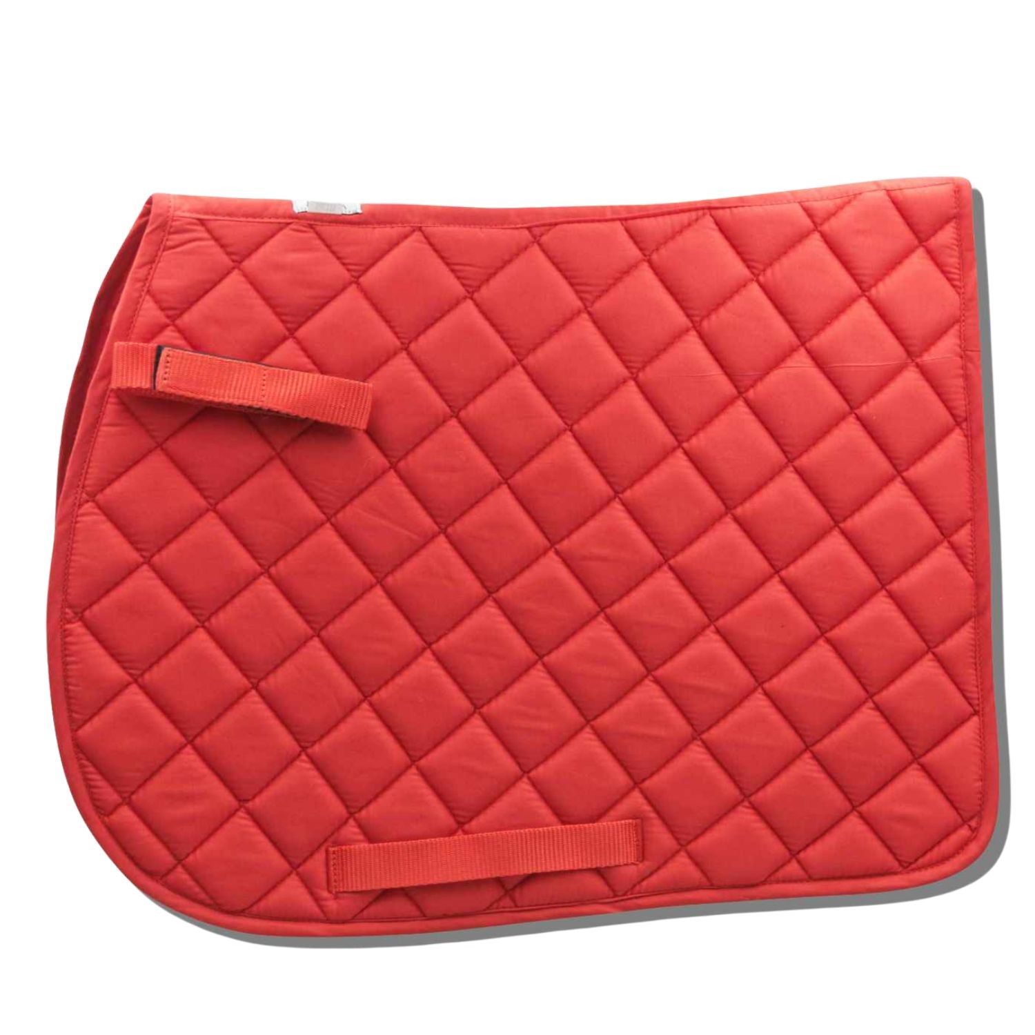 Rote Schabracke mit Schlaufen und Karomuster. Baumwolle. Quadratische Form.