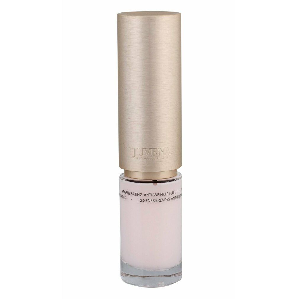 Zylindrische Flasche mit goldenem Deckel. Aufschrift: Regenerating Anti-Wrinkle Fluid.