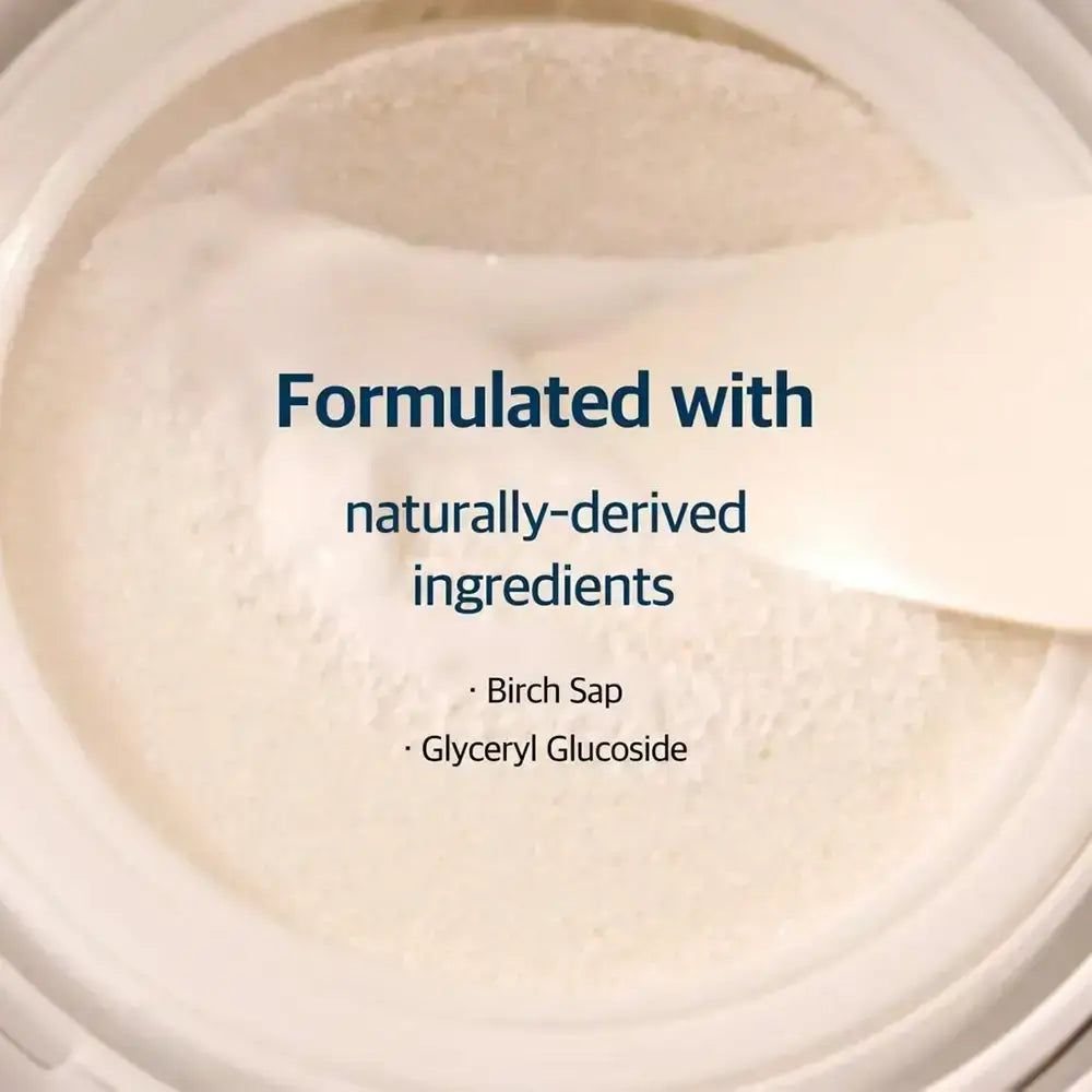 Nahaufnahme des Produkts. Text: Formuliert mit natürlich gewonnenen Inhaltsstoffen. Birken-Saft, Glyceryl Glucoside.