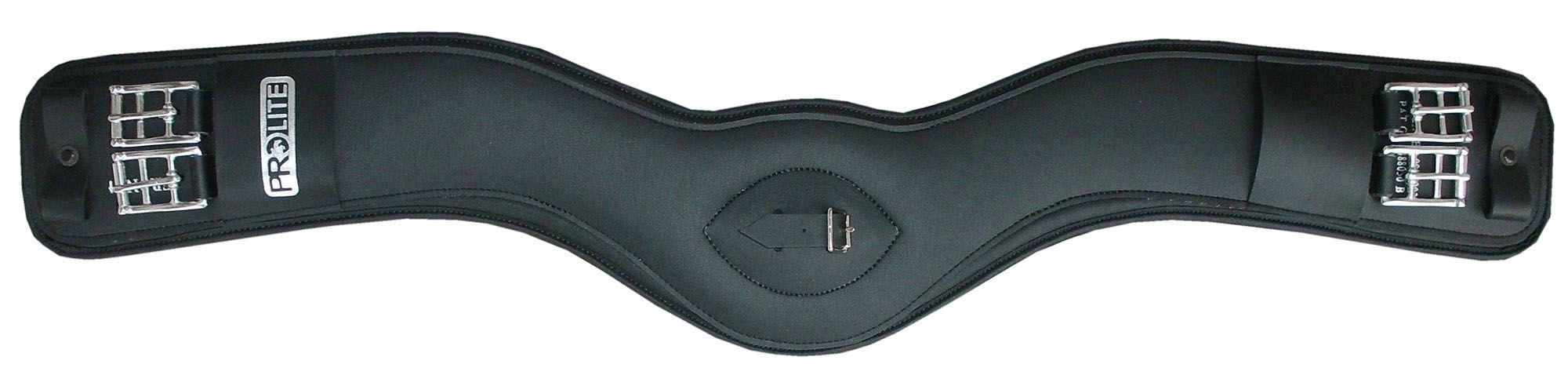 Schwarzer Kurzgurt mit silbernen Schnallen und PROLITE-Logo. V-förmige Aussparung.