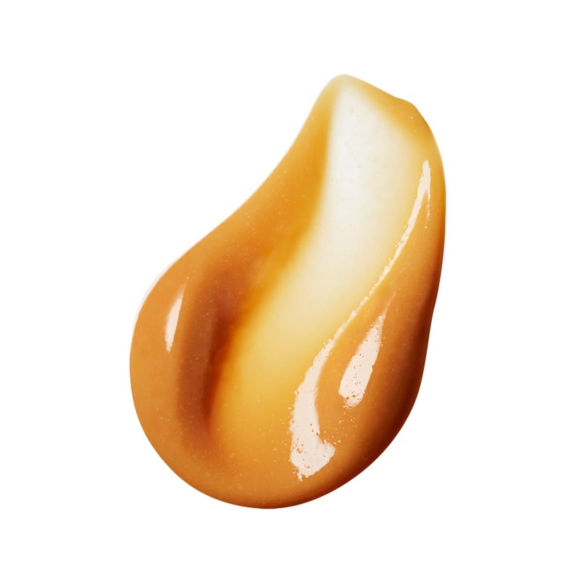 Gelartige Substanz, bernsteinfarben, auf weißem Hintergrund. Konsistenz und Form erinnern an einen Tropfen.