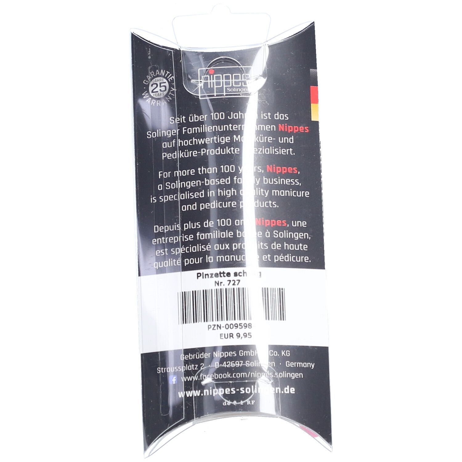 nippes Solingen Kosmetik-Pinzette schräg rostfrei Pink