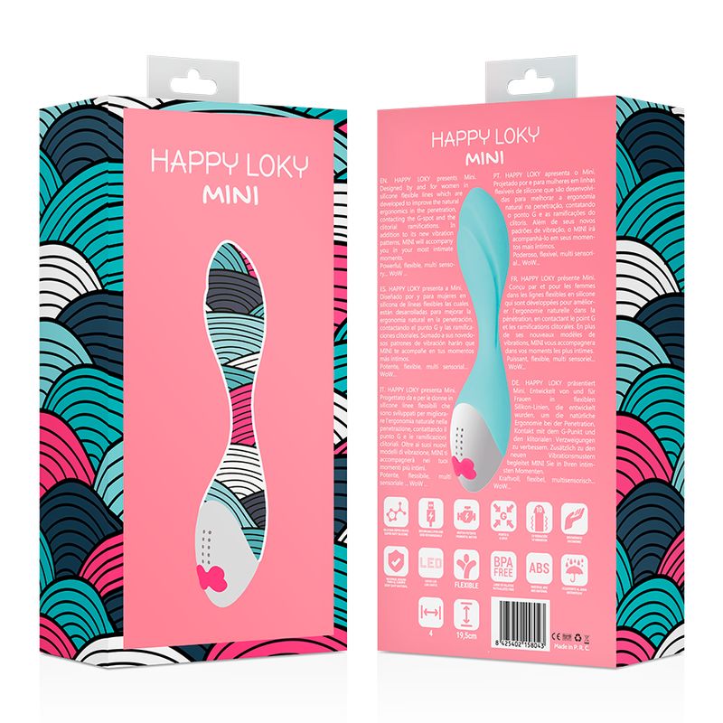 Verpackung des Happy Loky Mini mit Produktabbildung und Details.