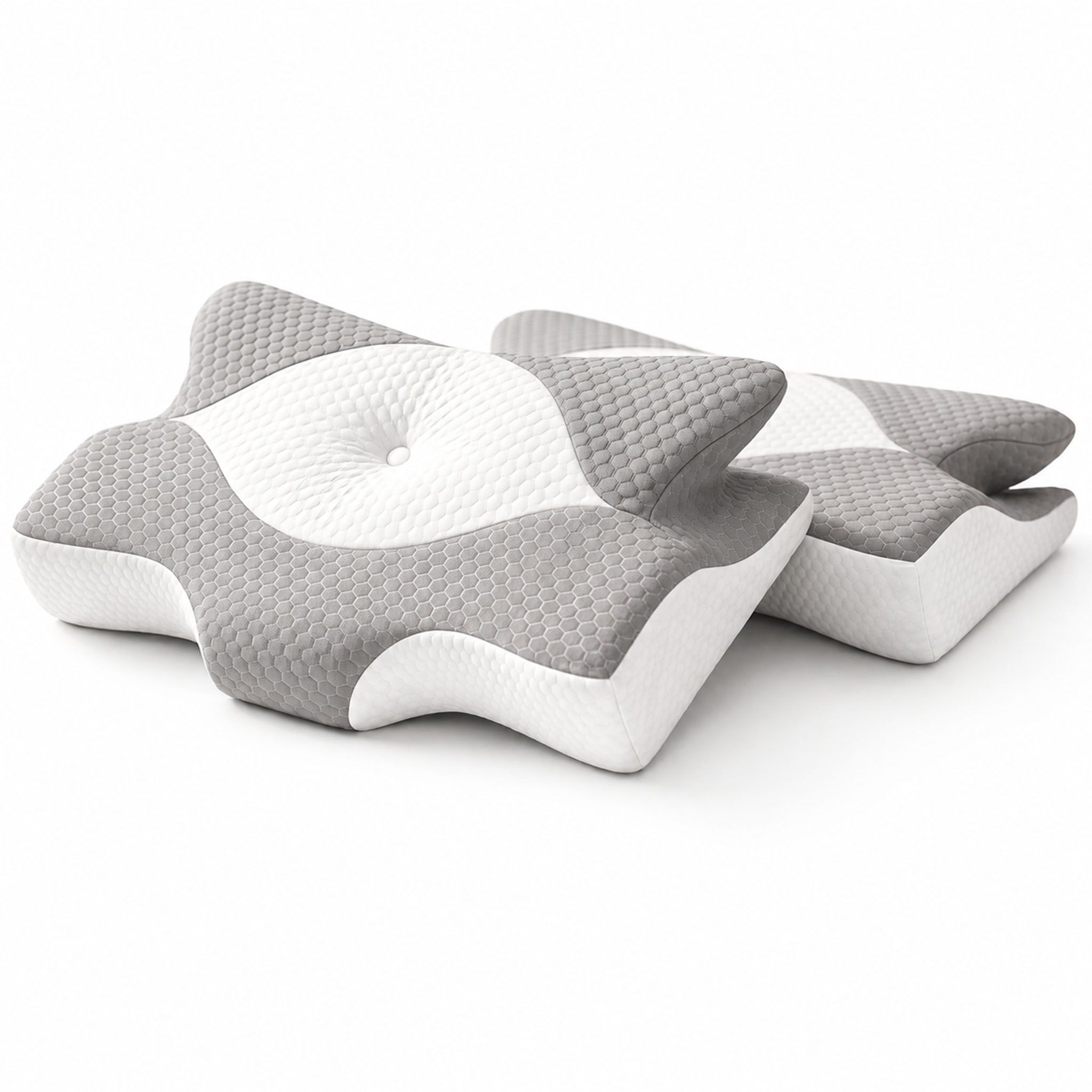 Ergonomisches Nackenkissen aus Memory-Schaum mit Wabenstruktur.