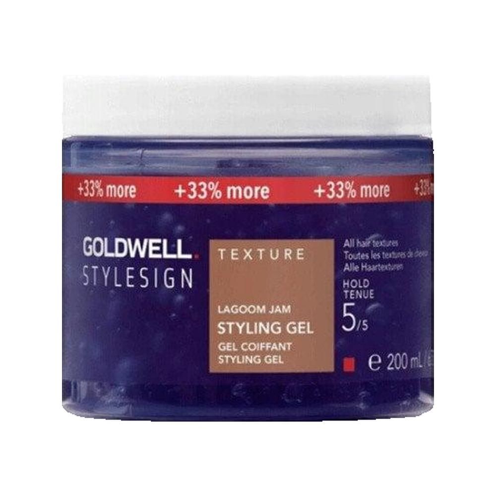 Goldwell StyleSign Texture Lagoom Styling Gel. Blaues Tiegel mit rotem Streifen. Text und 200ml.