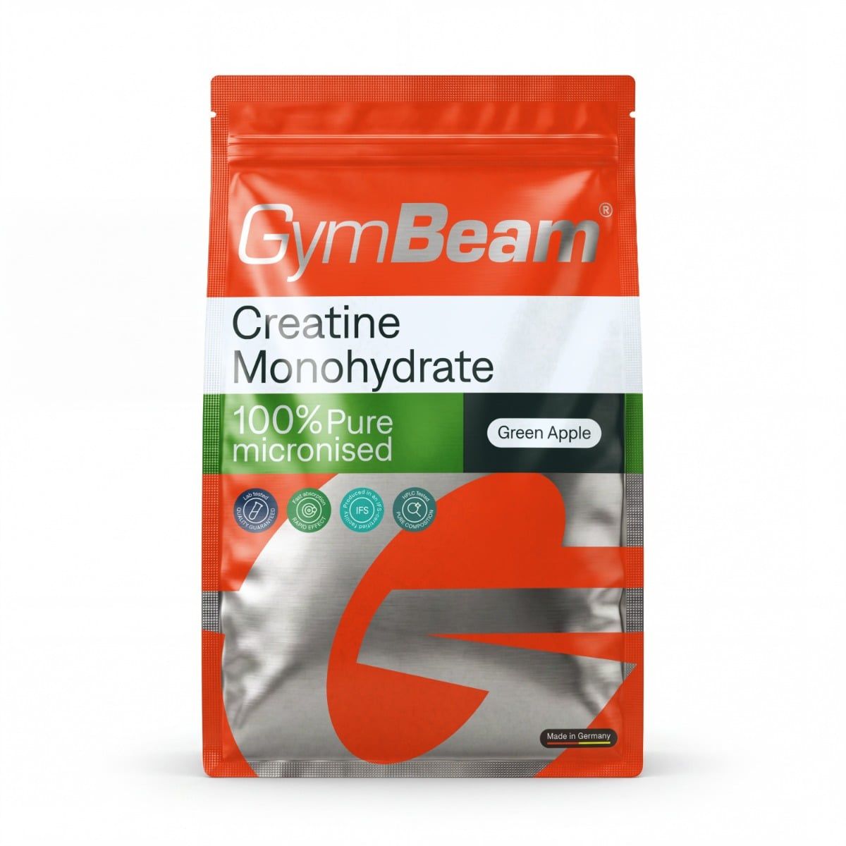 GymBeam Kreatin Monohydrat Pulver, 100% rein, mikronisiert, Geschmack: Grüner Apfel.