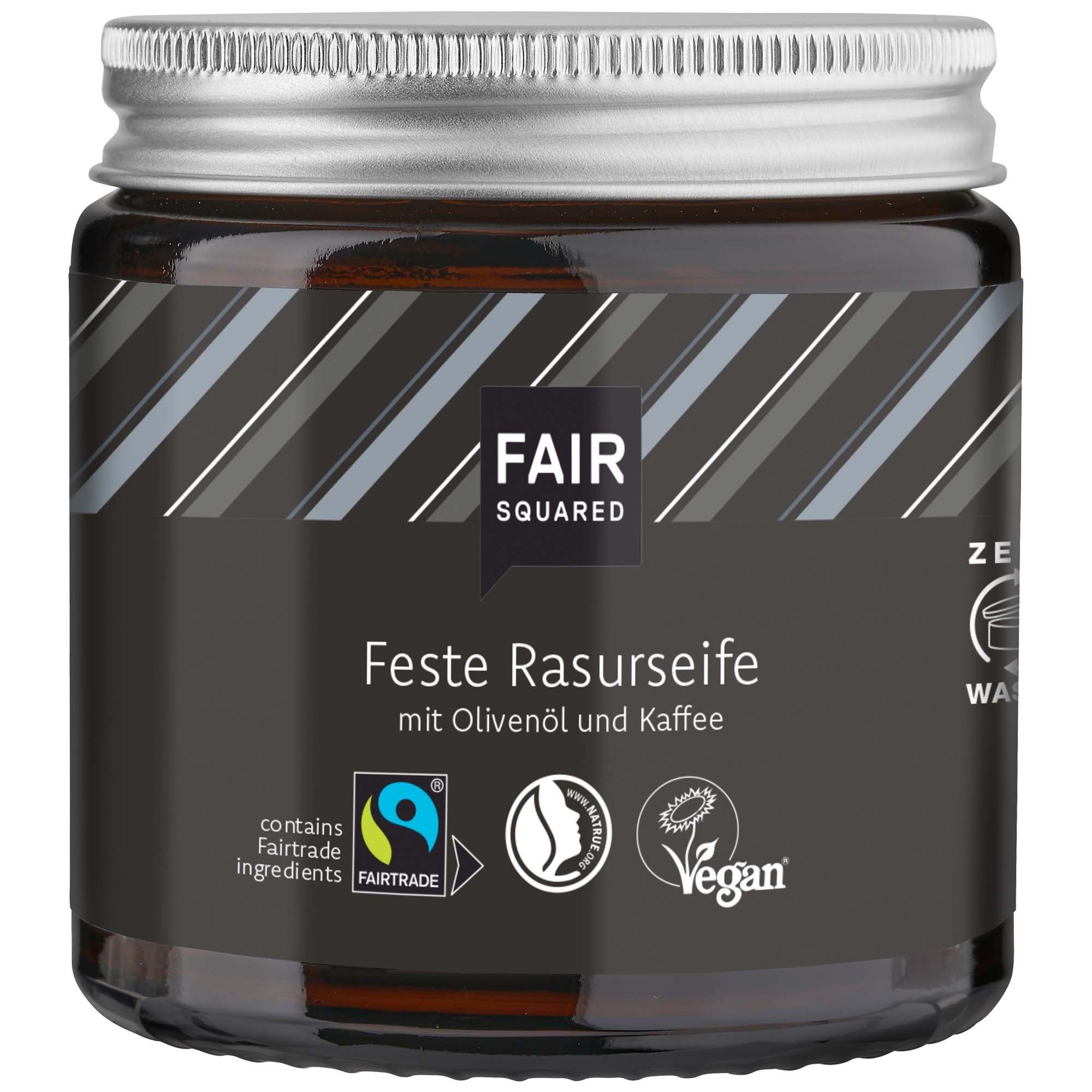 FAIR SQUARED Feste Rasurseife Olive + Kaffee