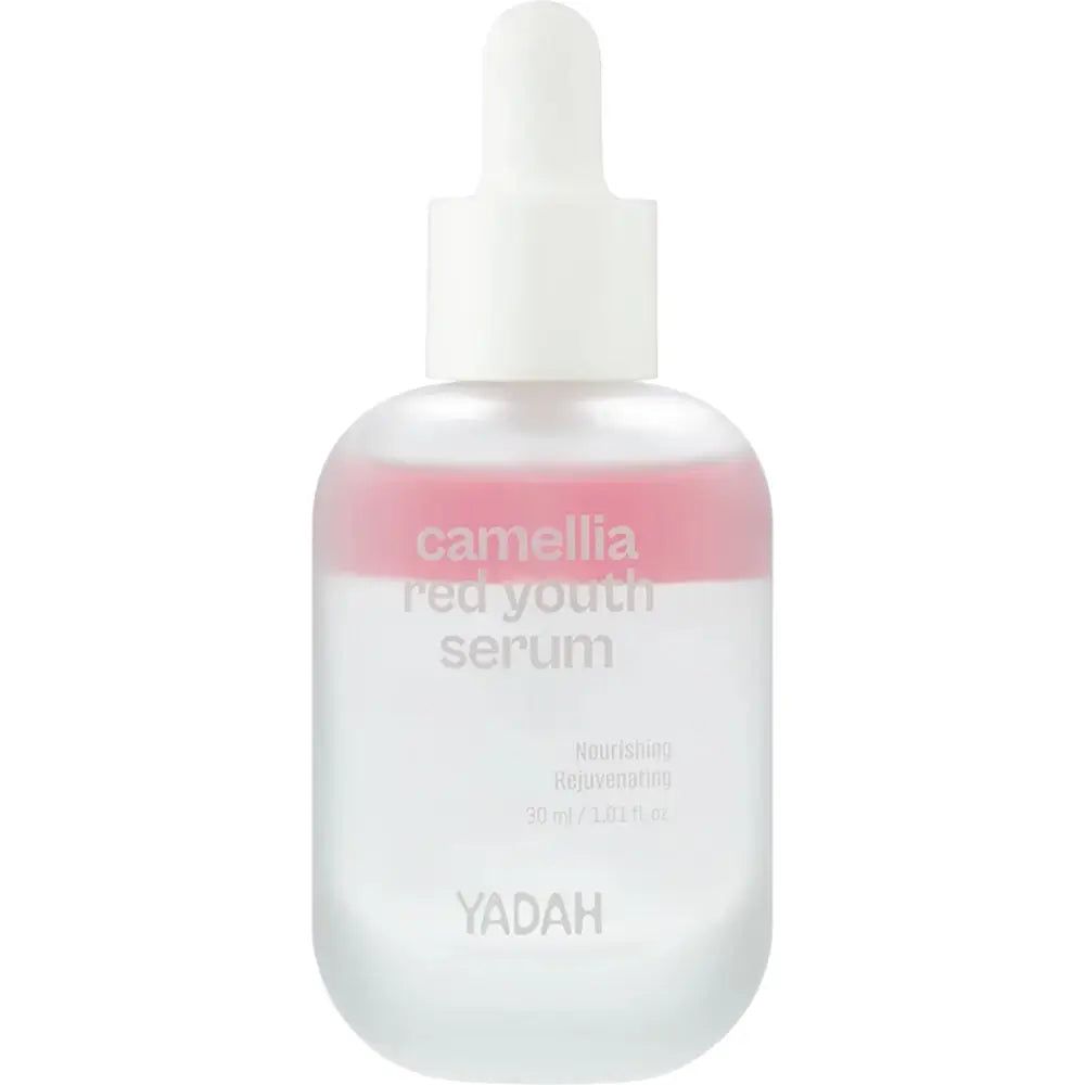 Serumflasche mit weißem Deckel. Aufschrift: Camellia Red Youth Serum. Marke YADAH. 30 ml.