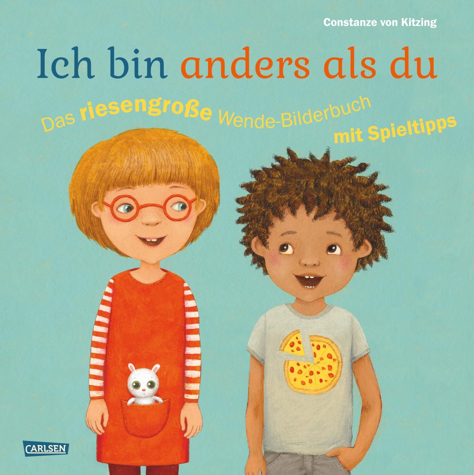 Buchcover: Titel "Ich bin anders als du". Zwei Kinder, eines mit Brille und das andere mit lockigen Haaren, lächeln.