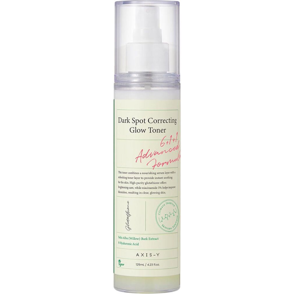 Axis-Y Dark Spot Correcting Glow Toner Flasche mit Pumpspender.