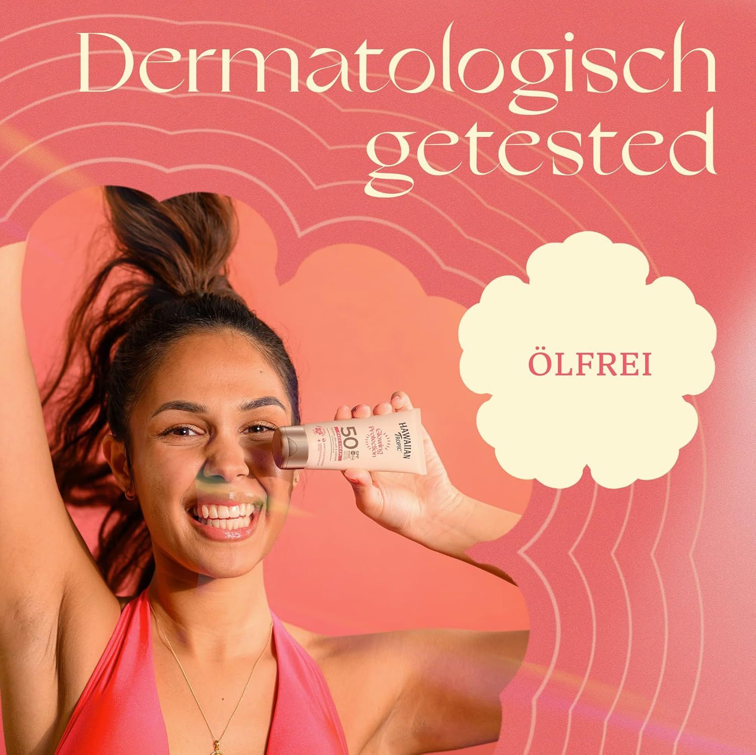 Hawaiian Tropic | Glowing Protection Gesichts-Sonnenlotion, wasserfeste Sonnencreme mit LSF 50 UVA-