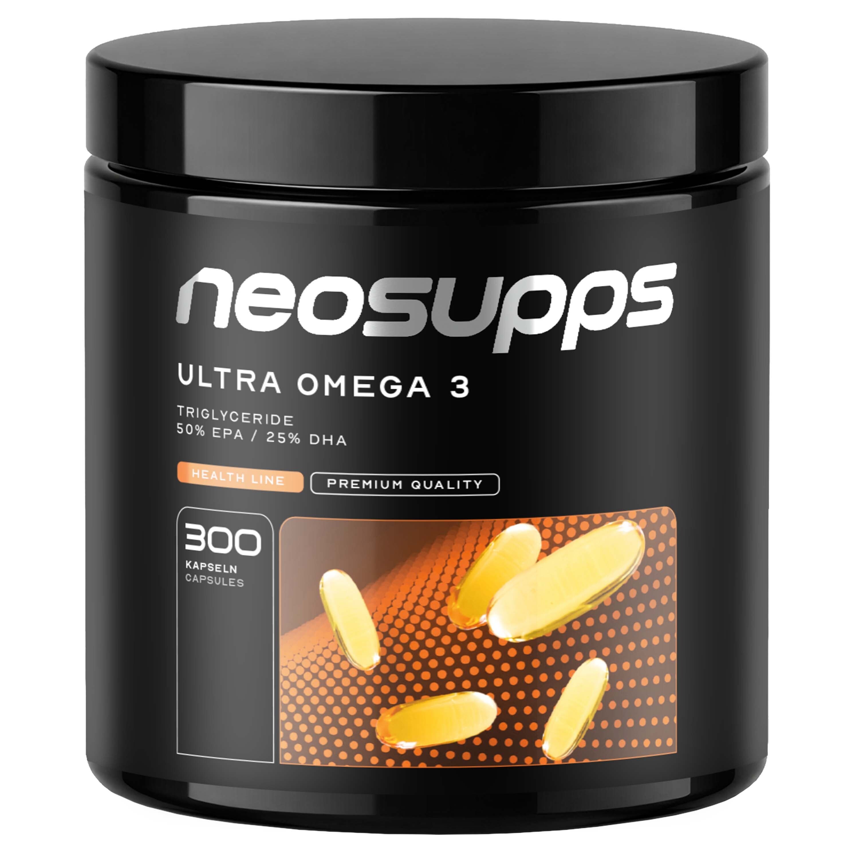 Neosupps Ultra Omega 3 Kapseln, hochdosiert, EPA & DHA, für Herz, Gehirn und Körper