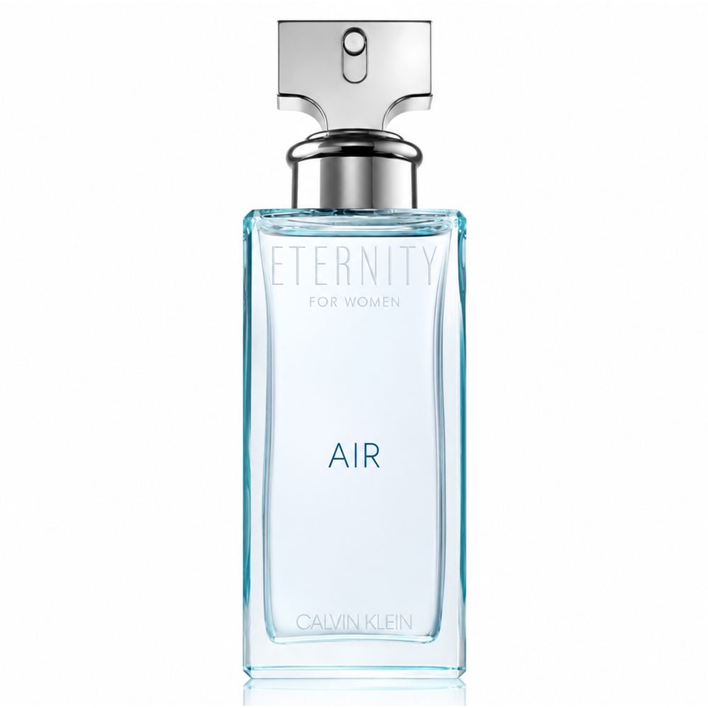 Calvin Klein Eternity Air Eau de Parfum Damen Flakon. Rechteckiger Glasflakon mit silbernem Zerstäuber.