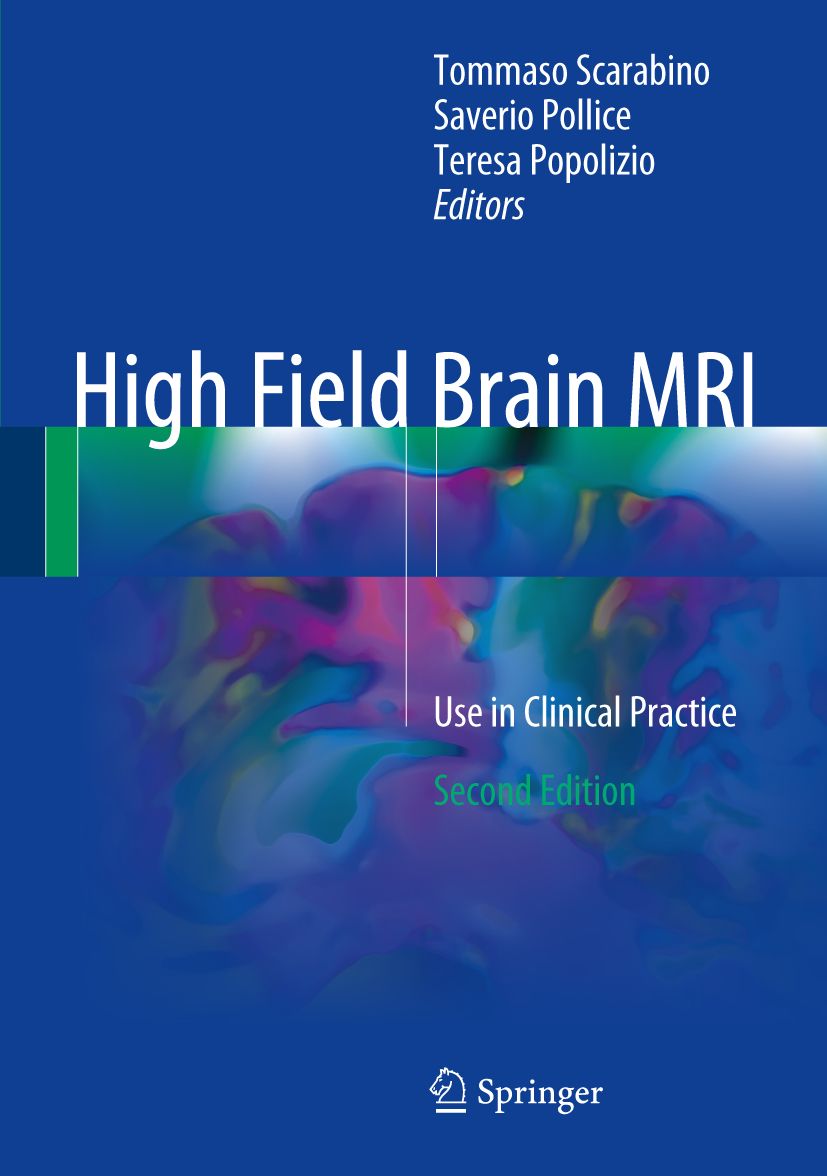 Buchcover: "High Field Brain MRI". Titel und Autoren auf blauem Hintergrund. Verlag Springer.