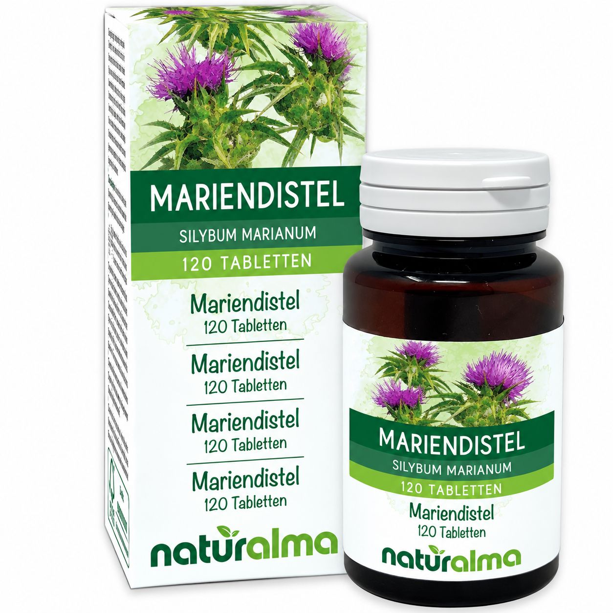Naturalma Mariendistel Silybum Marianum Tabletten, 120 Stück.