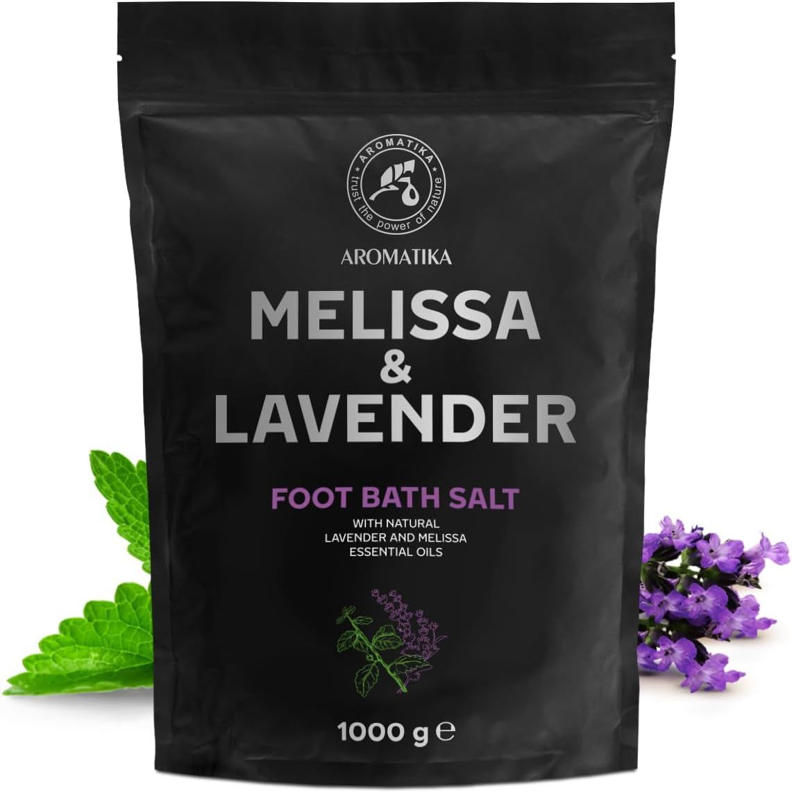 AROMATIKA  Fußbadesalz mit Meersalz und Ätherischem Lavendelöl & Melissenöl