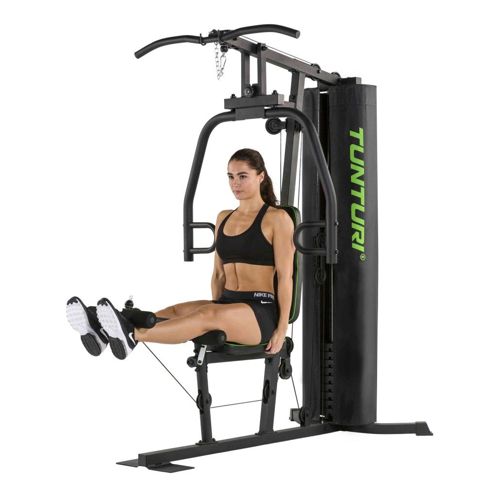 Tunturi Home Gym HG20: Frau trainiert Beine an der Beinpresse.