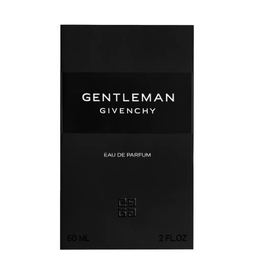 Schwarzer Karton. Aufschrift: GENTLEMAN GIVENCHY, Eau de Parfum. Logo unten. 60 ml, 2 FL.OZ.