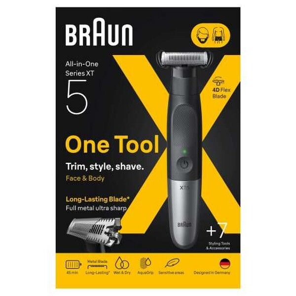 Braun Series XT5 All-in-One, Trimmer, Styler, Rasierer, +7 Zubehörteile, Scharfe 4D-Flex-Klinge, XT
