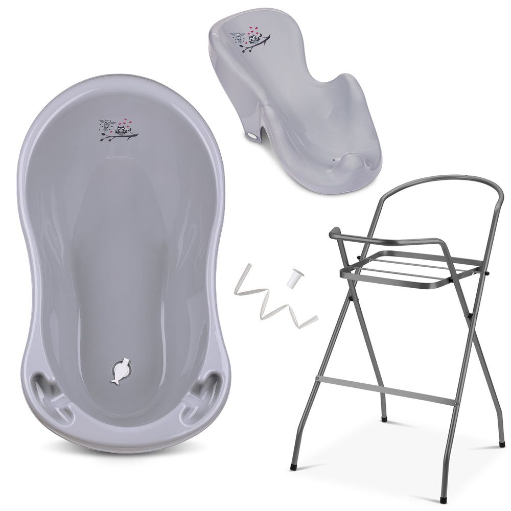 Babykajo 4 Set Baby Badewanne mit Gestell + Wanneneinsatz + Abfluss – TÜV Rheinland zertifiziert!