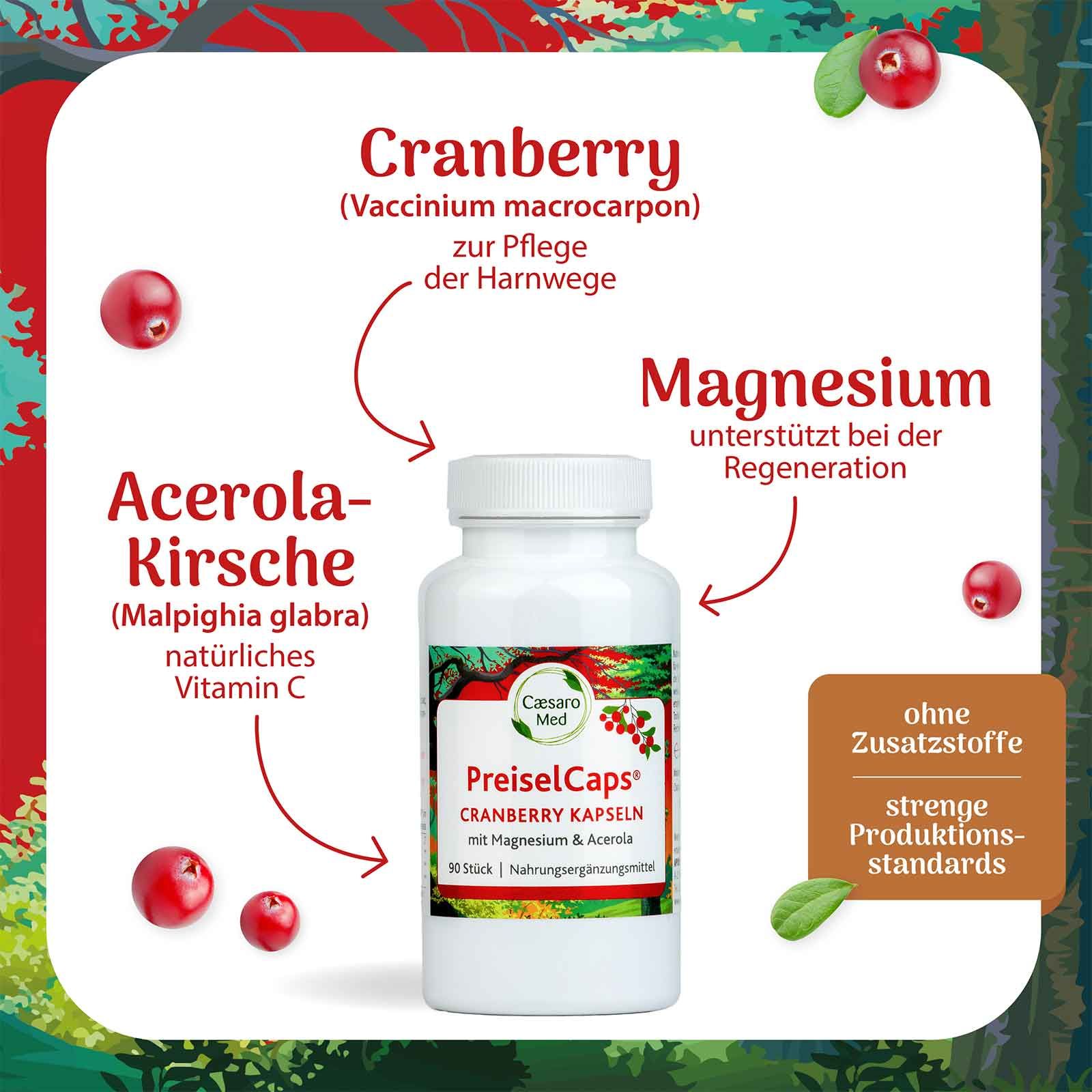 Caesaro Med PreiselCaps Cranberry, Magnesium plus Acerola 90 Stk.