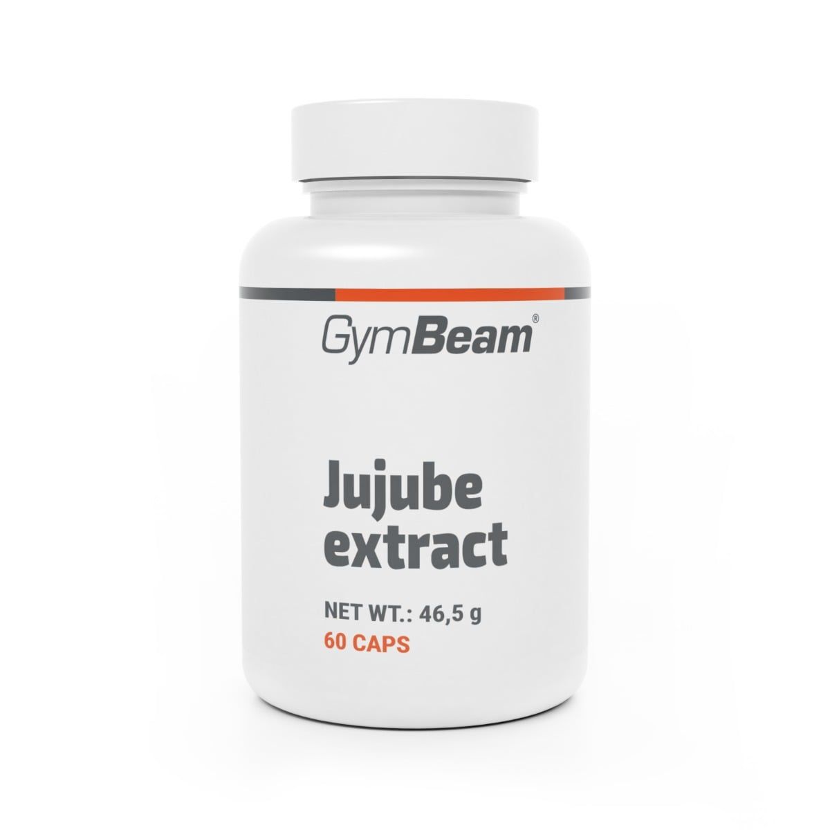 Weiße Kapsel mit GymBeam-Logo und der Aufschrift "Jujube extract". Nettofüllmenge: 46,5 g, 60 Kapseln.