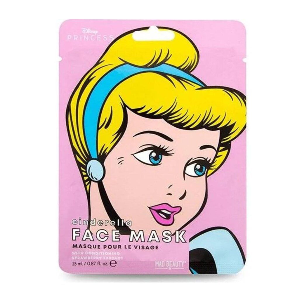 Verpackung einer Cinderella Gesichtsmaske mit Comic-Illustration von Cinderella.