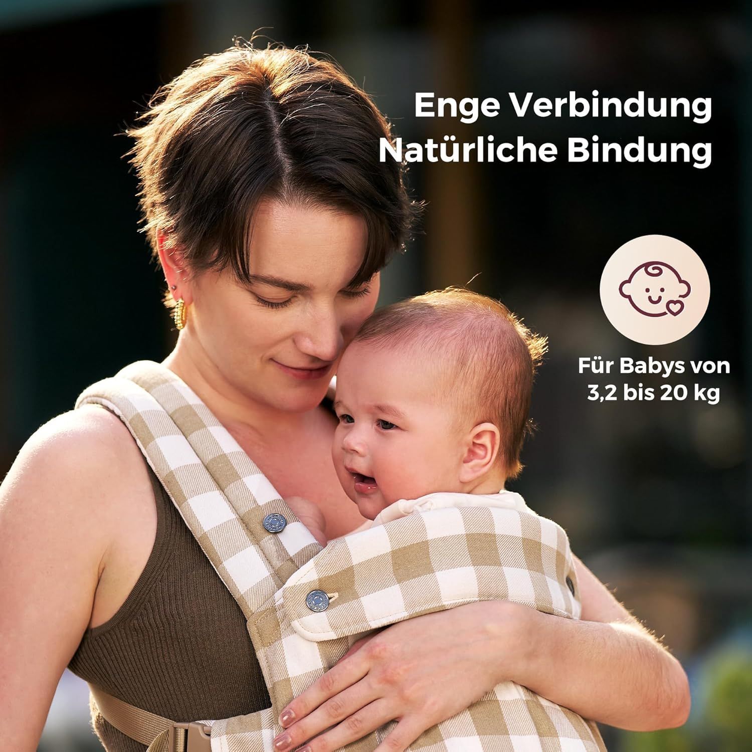 Momcozy Baby Trage - Leichte & Atmungsaktive Schiefer-Karo