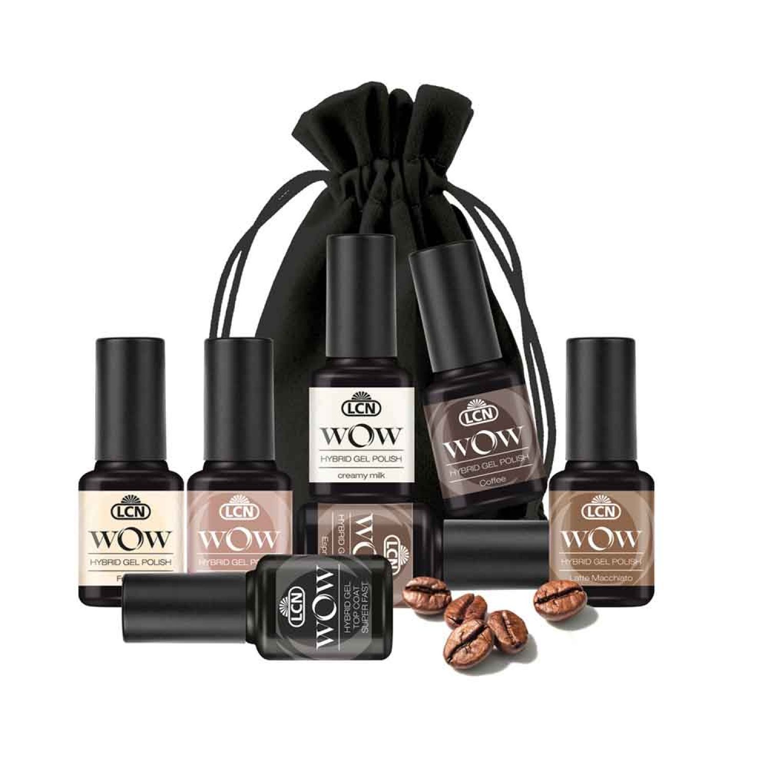LCN WOW Hybrid Gel  Trend Set Coffee - 6 Farben + Top Coat