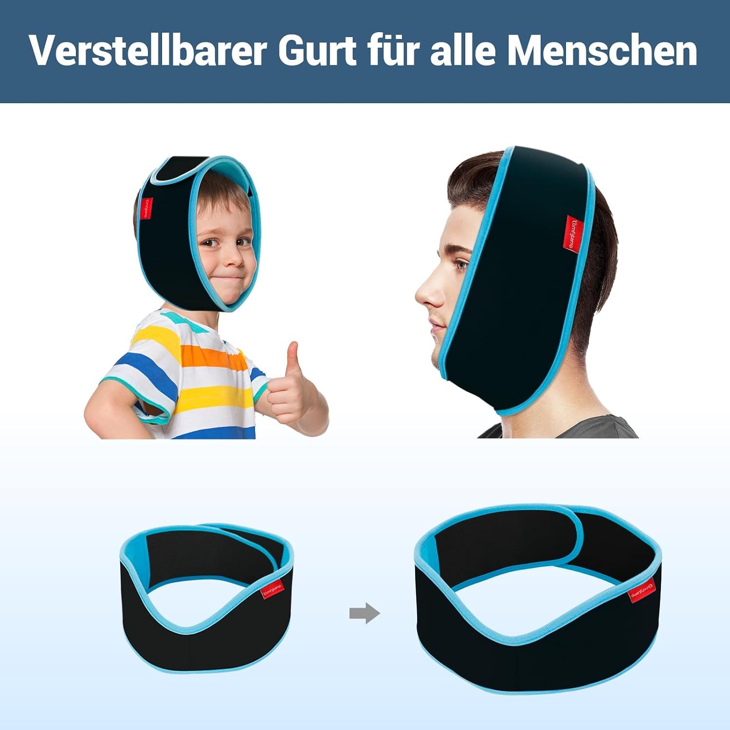 Verstellbare Bandage für Kopf und Gesicht, für Kinder und Erwachsene.