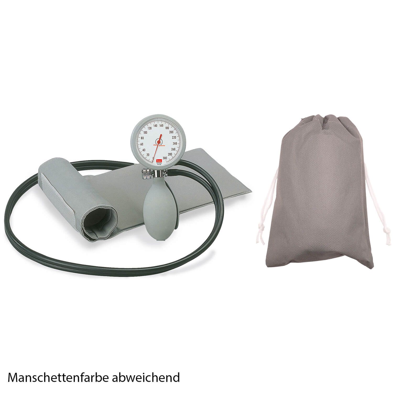 boso KII Blutdruckmessgerät 2-Schlauch, Klettmanschette schwarz Gr. M mit Tasche