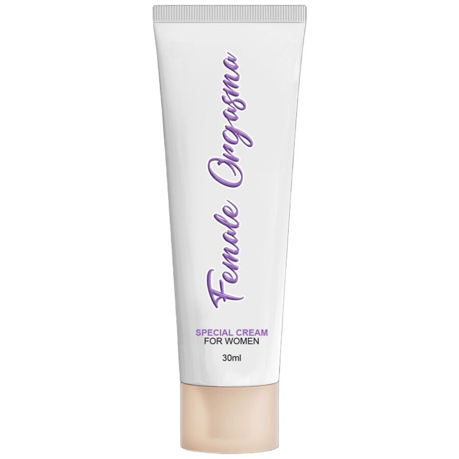Tube 'Female Orgasm' Creme, 30ml, mit goldfarbenem Verschluss und Schriftzug.