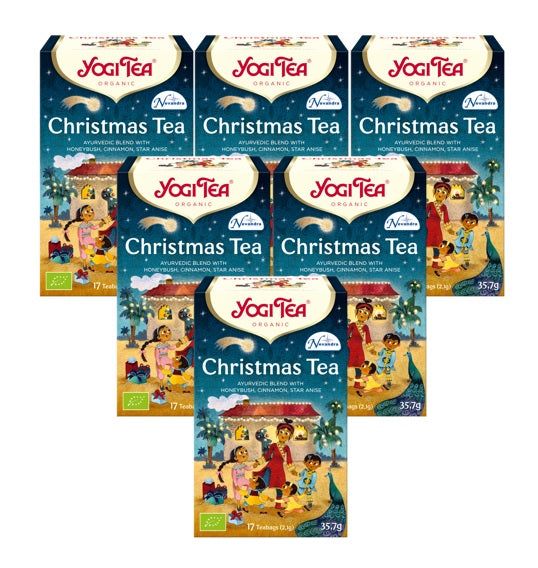 Mehrere Packungen Yogi Tea Christmas Tea. Aufdrucke: Yogi Tea, Christmas Tea, Bio-Siegel, 17 Teebeutel, 35.7g.